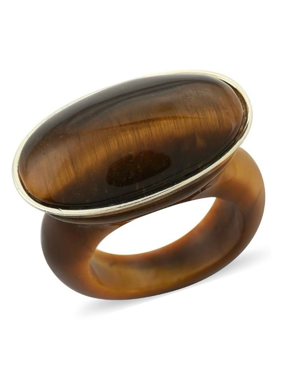 🐅NWOT🐅 Showstopper Carved Tigers Eye Ring in Sterling Silver 35.00ctw.  Size 6
